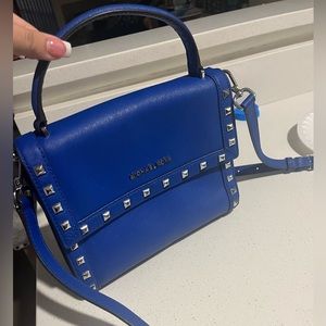 Michael Kors Cobalt Blue Silver Studded Cross Body Hand Bag
